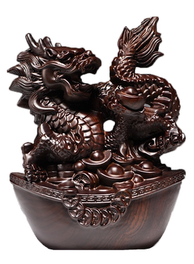 黑檀木雕龙摆件实木十二生肖龙动物家居客厅办公室装饰工艺品送礼