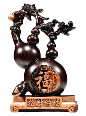 黑檀木雕葫芦福禄摆件实木质喜鹊登梅家居客厅送礼装饰雕刻工艺品