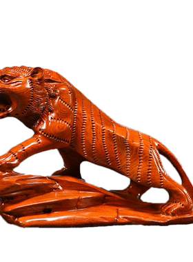 木雕生肖虎动物摆件送礼工艺品