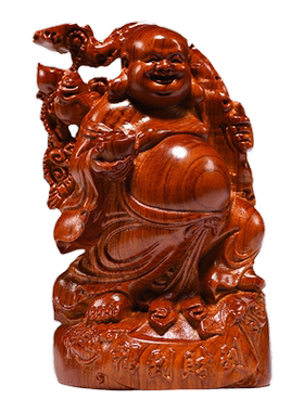 木雕弥勒佛摆件花梨木质佛像摆件大肚笑佛家居客厅装饰红木送礼品