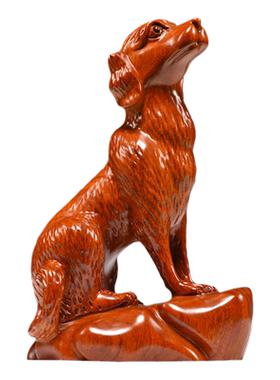 花梨木雕狗摆件十二生肖狗实木质动物家居客厅装饰送礼红木工艺品