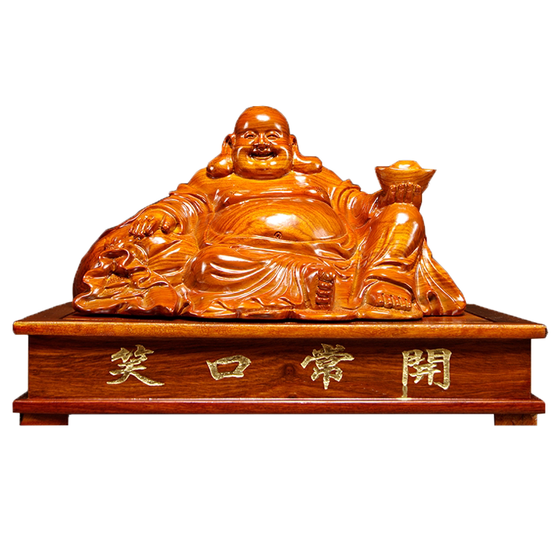 木雕弥勒佛像元宝供奉布袋和尚