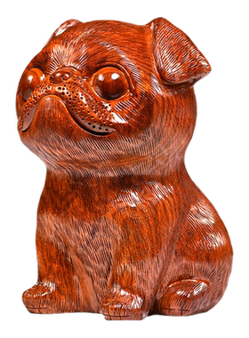 花梨木雕狗摆件十二生肖狗实木家居玄关客厅电视柜装饰红木工艺品