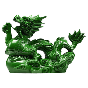 绿色实木龙摆件木质飞龙木雕龙工艺补角青龙摆件客厅新居送礼品