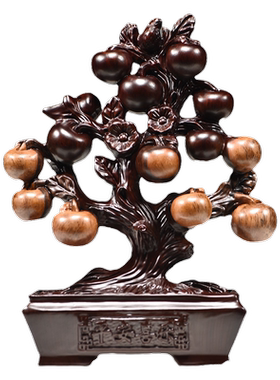 黑檀木雕苹果摆件平安喜乐苹果树喜鹊平安果家居客厅装饰工艺礼品
