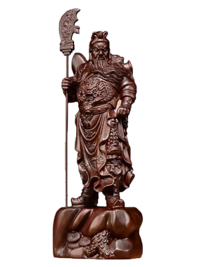 关公实木雕刻开业送礼武财神像