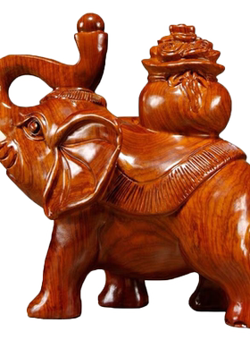 工艺木雕动物家居客厅大象摆件