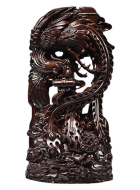 雕刻凤凰摆件木质吉祥家居装饰品