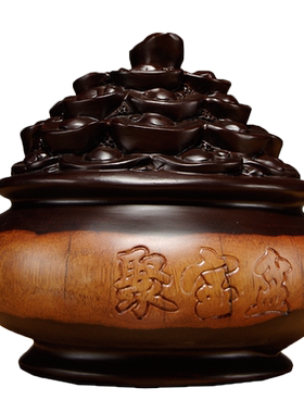 黑檀木雕刻摆件收银台开业礼品