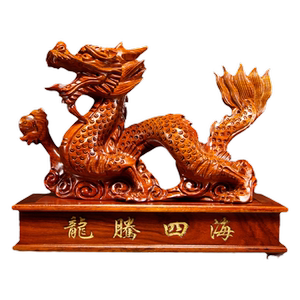 花梨木雕龙腾四海龙摆件十二生肖动物龙家居办公室装饰红木工艺品