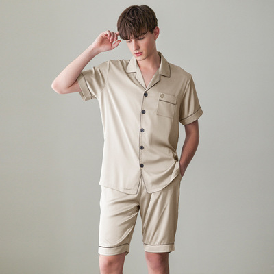 冰丝睡衣男夏短袖大码爸爸款