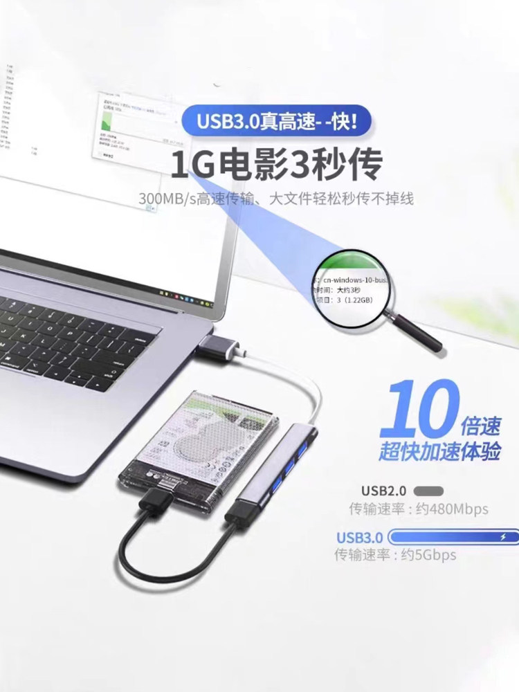 USB3.0 확장기 노트북 유형 확장 도크 멀티 소켓 도킹 스테이션 플러스 연장 코드 확장 세트 분배기 다기능 컴퓨터 U 디스크 자동차 변환 인터페이스 허브 어댑터 1.5 미터
