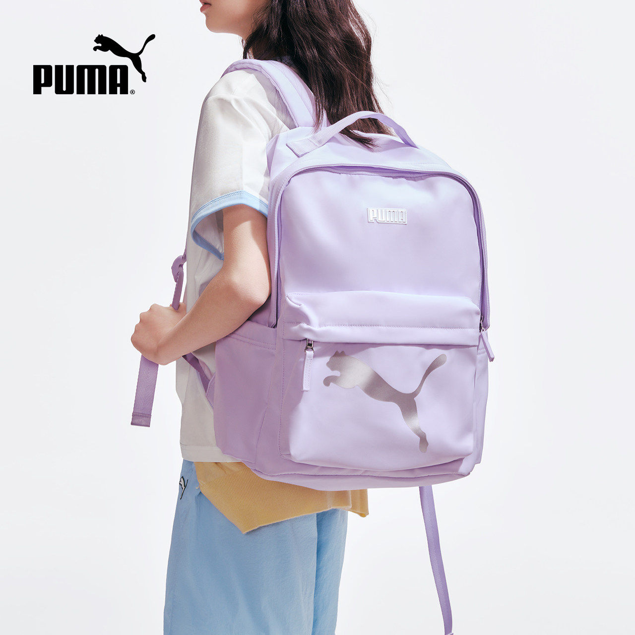 PUMA彪马童装2026春夏新款儿童双肩包大容量男女生书包紫色电脑包