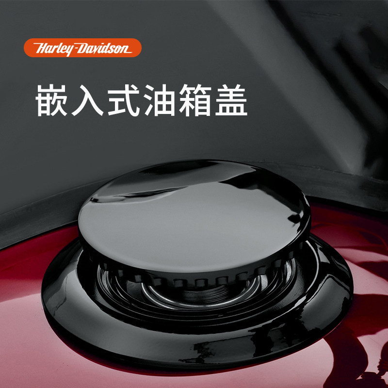 19年哈雷豪雅路威原厂嵌入式油箱盖 肥仔街霸突破黑色隐藏油箱盖