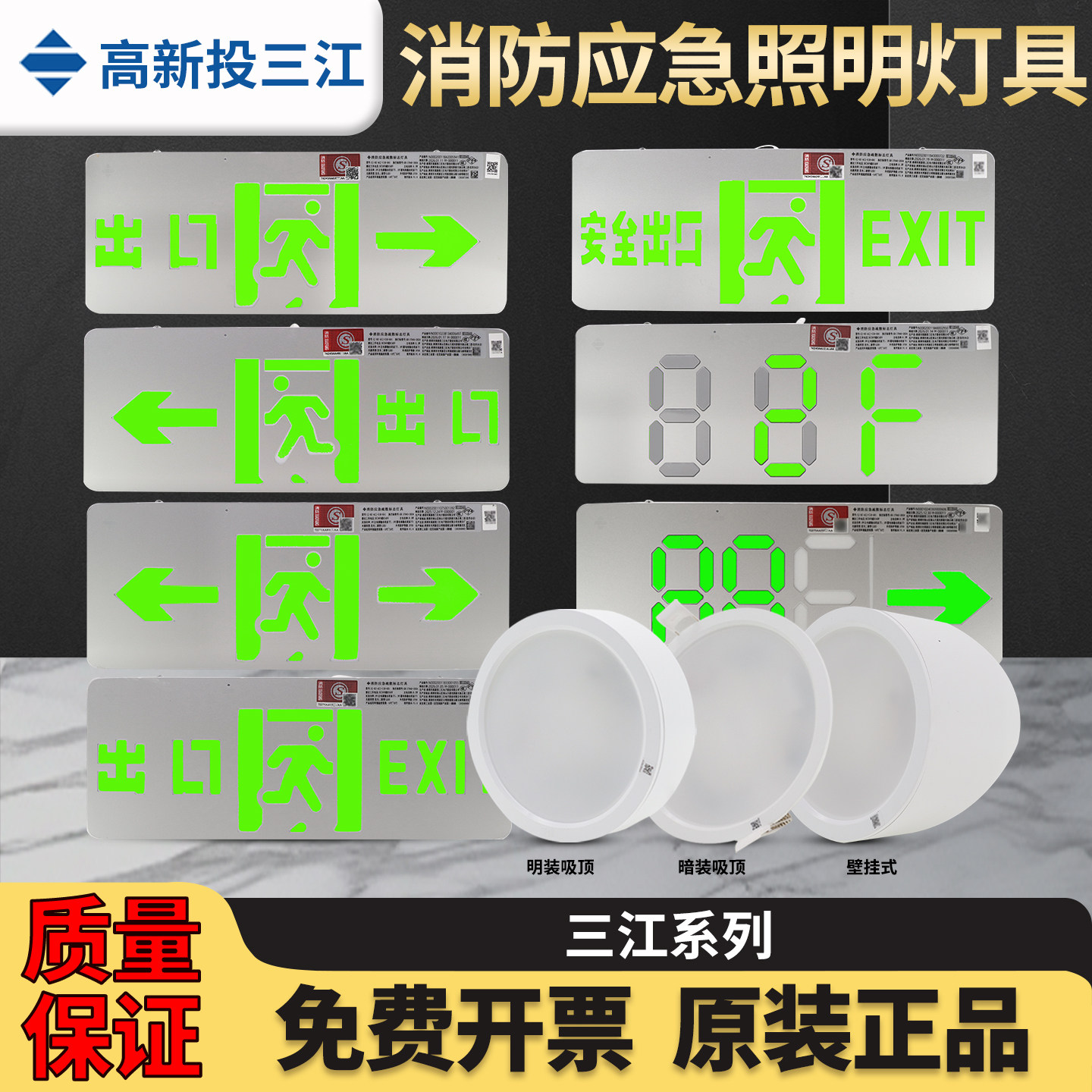 高新投三江36V消防集中电源应急照明灯C系G01指示牌安全逃生出口
