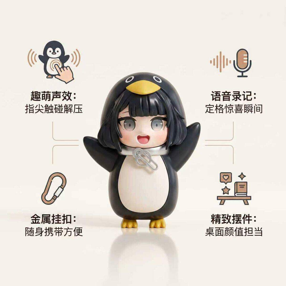 咕咕嘎嘎小企鹅智能语音玩偶可发声指尖互动通用儿童玩具创意整蛊图片