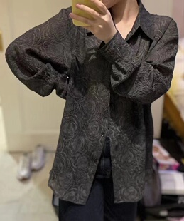 高级感设计感防晒花衬衫 上衣 女微透春夏别致宽松衬衣慵懒内搭长袖