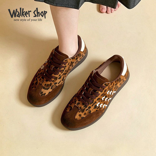 WalkerShop豹纹复古德训鞋