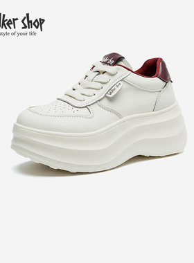Walker Shop小白鞋女2025春季新款松糕厚底增高休闲鞋小个子板鞋