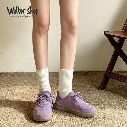 Walker Shop系带休闲女鞋2026秋季新款低帮轻便面包懒人旅游鞋子