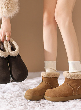 Walker Shop厚底时尚雪地靴2025冬季新款加绒保暖工装雪地休闲靴