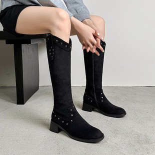 子2025新款 马丁靴子女款 今年流行爆款 靴冬季 潮 粗跟铆钉时装 长筒鞋