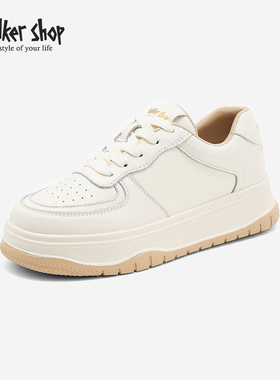 Walker Shop板鞋女2025年春季女鞋厚底增高轻便面包鞋休闲小白鞋