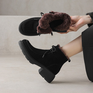 真皮厚底英伦风复古大黄单靴 2025秋冬季 Walker Shop马丁靴女新款