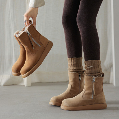 鞋子女2025新款今年流行爆款平底保暖冬季短靴马丁靴子女款雪地靴