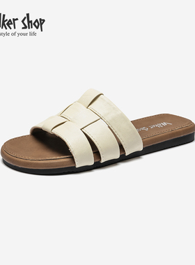 Walker Shop拖鞋女2025夏季新款外穿平底凉拖鞋休闲罗马沙滩鞋子