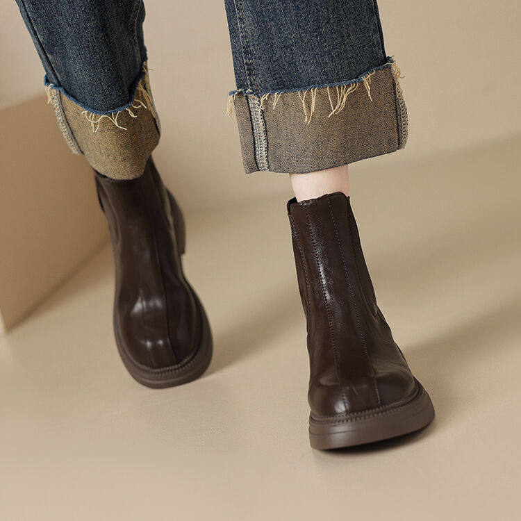 短靴鞋子女2025新款爆款粗跟方头袜靴百搭保暖冬季马丁靴子女款潮,女鞋,切尔西靴,淘宝优惠券,粉丝福利购,淘宝优惠卷