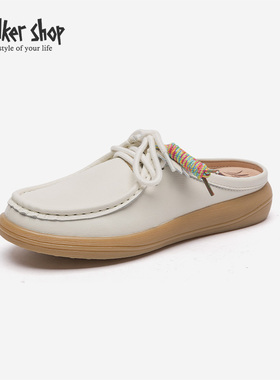 Walker Shop包头半拖鞋女2025春季新款舒适一脚蹬休闲鞋懒人拖鞋