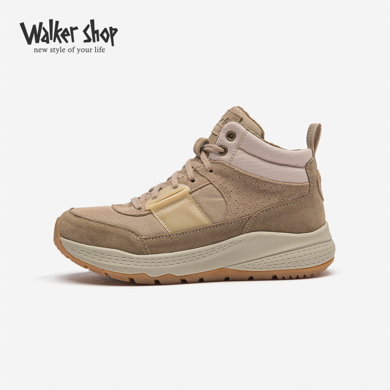 Walker Shop休闲女鞋2025新款休闲高帮运动鞋时尚拼接保暖高帮鞋