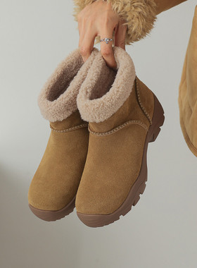 Walker Shop厚底时尚雪地靴2025冬季新款加绒保暖工装雪地休闲靴