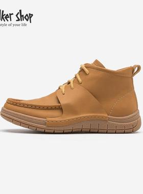 Walker Shop休闲皮鞋女2025秋冬季新时尚复古英伦舒适牛皮短靴子