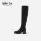 子高筒骑士靴子瘦瘦靴新款 Walker Shop厚底过膝弹力靴拼接女鞋