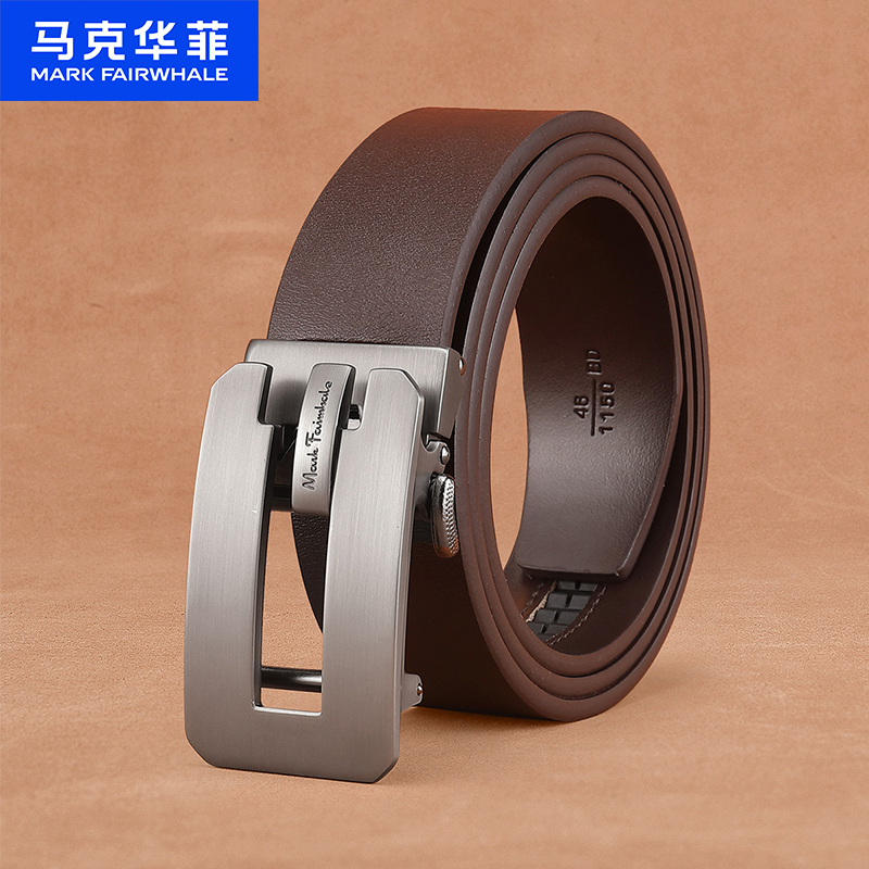 马克华菲男士皮带真皮男款腰带新款商务休闲棕色裤带牛皮官方正品