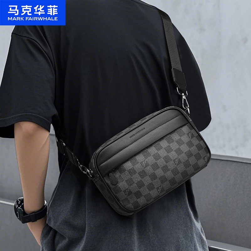 马克华菲斜挎包男2025新款时尚大容量格子单肩包出行小方包男包包,箱包皮具/热销女包/男包,男士包袋,淘宝优惠券,粉丝福利购,淘宝优惠卷