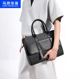 马克华菲手提包男商务公文包大容量单肩斜挎包时尚 百搭出差旅行包