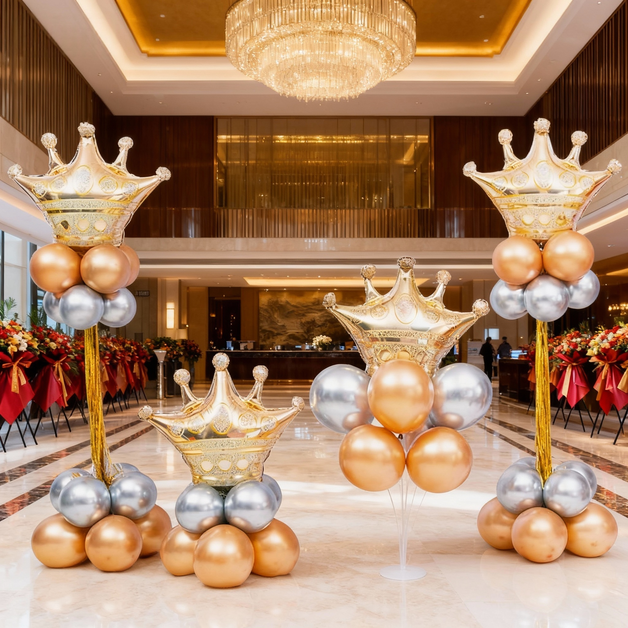桌飘场景布置珠宝店开业周岁气球