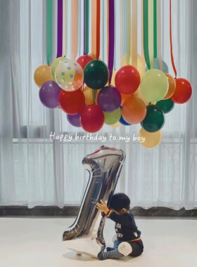 女宝宝一周岁生日装饰场景布置数字气球拍照道具用品男宝儿童汽球