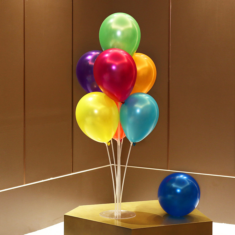 儿童珠光气球装饰布置桌飘彩色多款幼儿园周岁生日会汽球立柱支架
