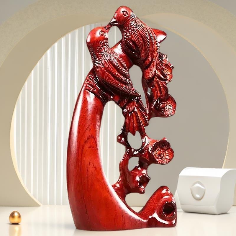 花梨木雕喜上眉梢摆件实根雕