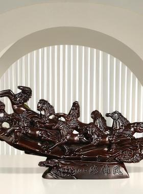 定制木雕马摆件黑檀八骏红