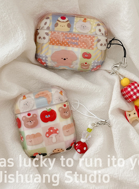 韩系卡通面包小熊适用苹果耳机保护套airpods4无线蓝牙耳机壳三四代airpodpro2二代ipod耳机盒airpods3保护壳