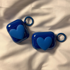 克莱因蓝立体爱心适用AirPods保护套ins简约Pro保护壳纯色AirPods2/3二代硅胶苹果蓝牙无线耳机盒子软创意女