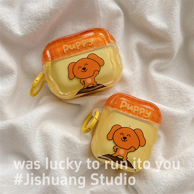 卡通可爱趣味橙色大笨狗适用airpods4保护套airpodspro3代苹果耳机套二代无线蓝牙保护壳airpod3女款全包软壳