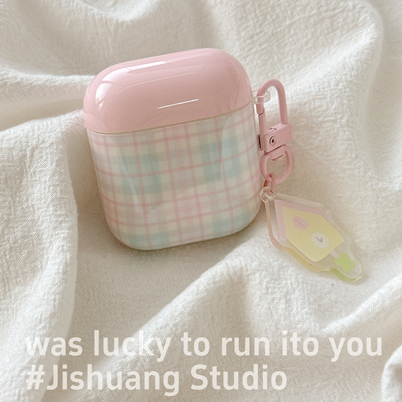 小众ins少女格纹适用苹果耳机保护套airpods4无线蓝牙耳机壳pro1/2代airpodpro3代ipod耳机盒airpods3保护壳