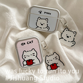 可爱线条猫咪小狗适用苹果耳机保护套airpods4无线蓝牙耳机壳三四代airpodpro2二代ipod耳机盒airpods3保护壳