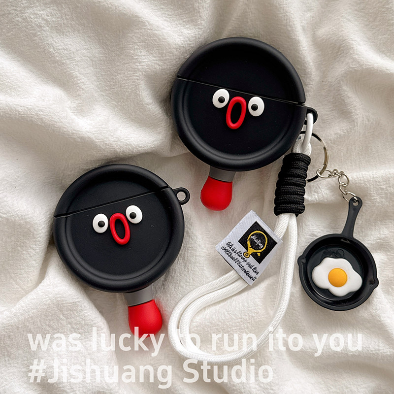 搞怪卡通平底锅企鹅适用苹果耳机保护套airpods4无线蓝牙耳机壳三四airpodpro2二代ipod耳机盒airpods3保护壳